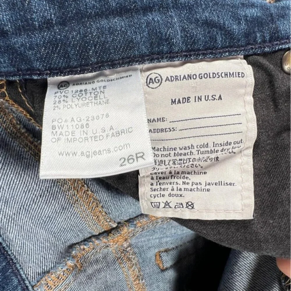 AG ADRIANO GOLDSCHMIED USA🇺🇸MADE THE STEVIE SLIM‎ STRAIGHT Jeans Size 26R
